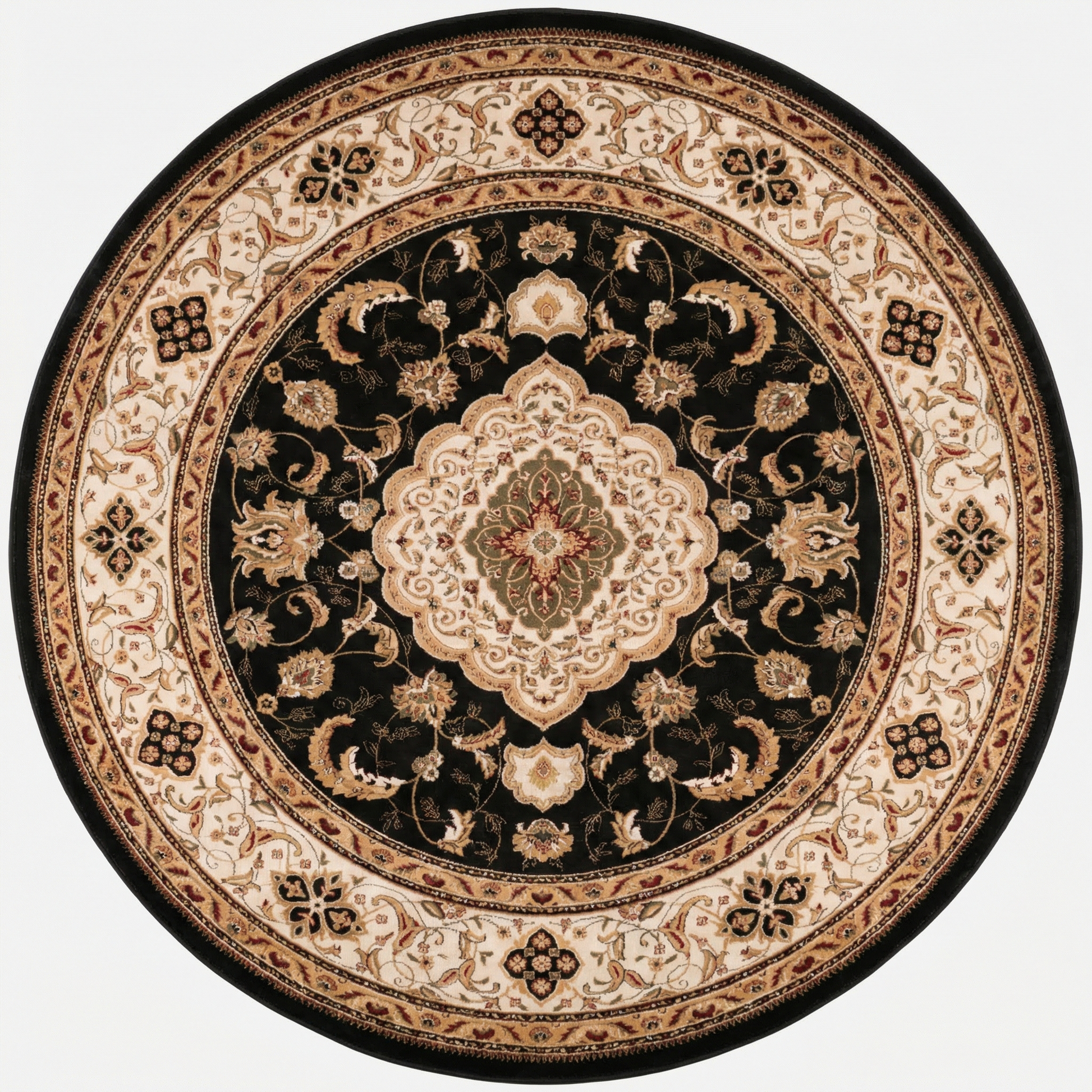Zayn Persian Medallion Traditional Black and Beige Indoor Rug-14