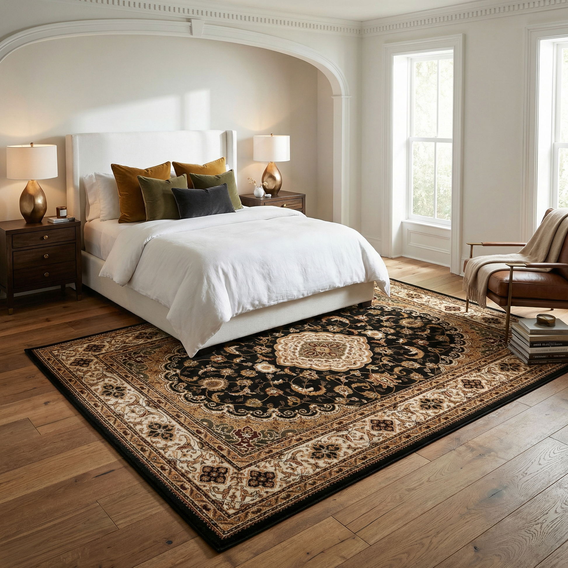 Zayn Persian Medallion Traditional Black and Beige Indoor Rug-8
