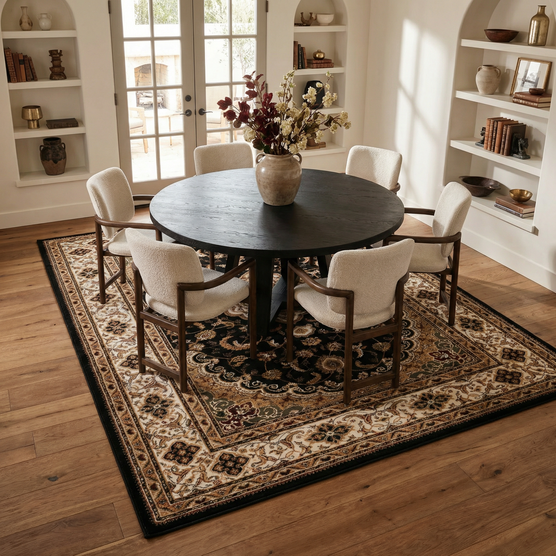 Zayn Persian Medallion Traditional Black and Beige Indoor Rug-9