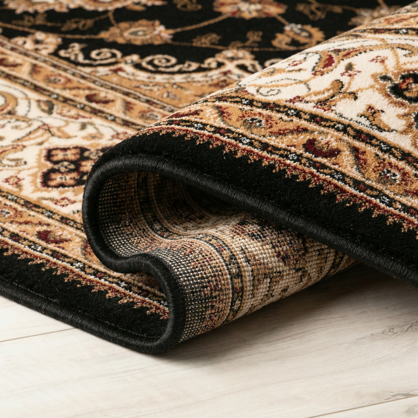 Zayn Persian Medallion Traditional Black and Beige Indoor Rug-10