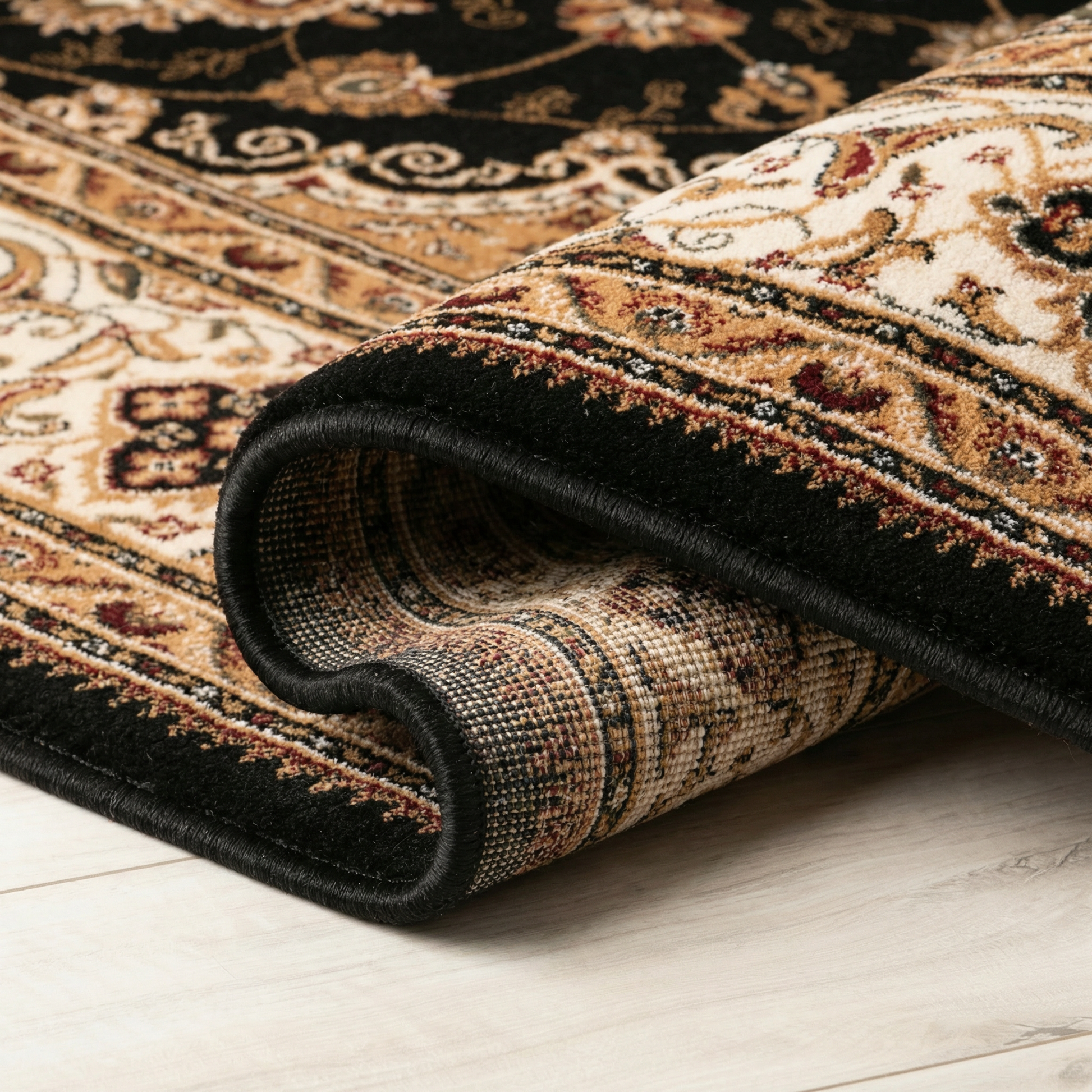Zayn Persian Medallion Traditional Black and Beige Indoor Rug-16