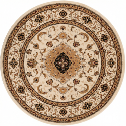 Anbar Persian Medallion Traditional Beige and Black Indoor Rug-14