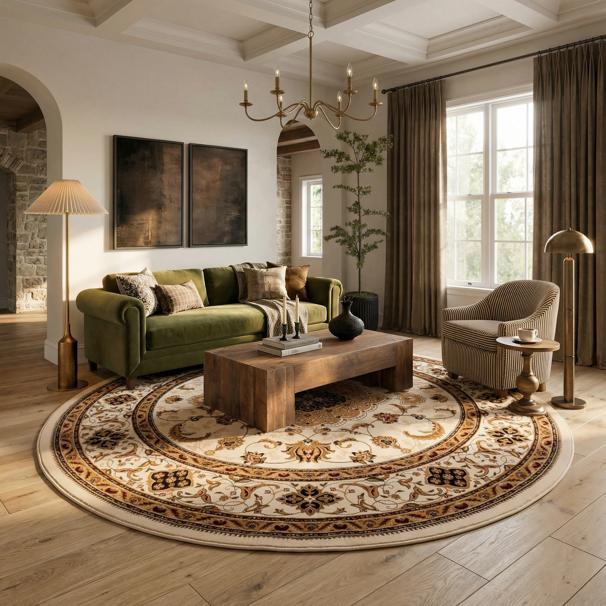 Anbar Persian Medallion Traditional Beige and Black Indoor Rug-15