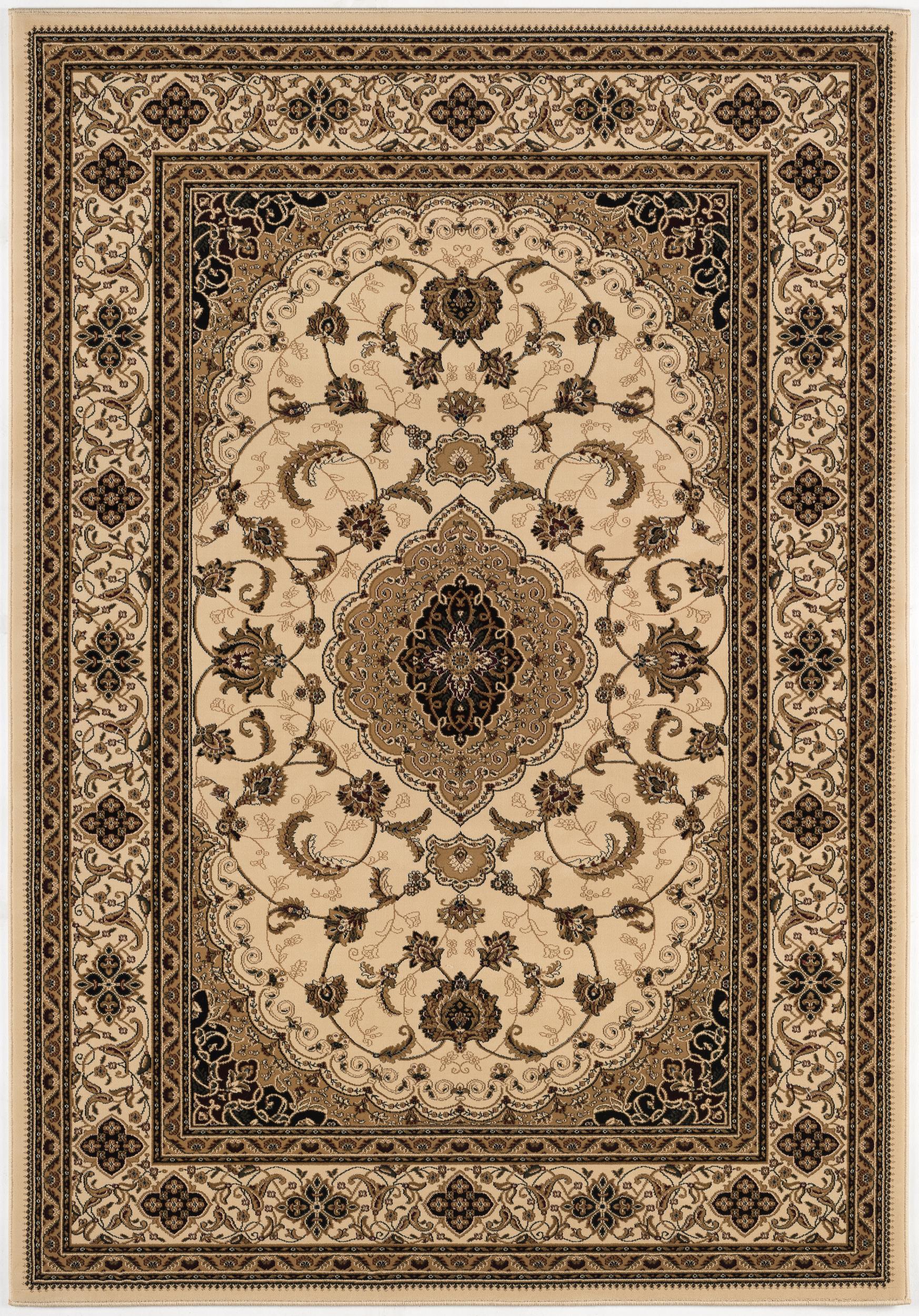Anbar Persian Medallion Traditional Beige and Black Indoor Rug-3