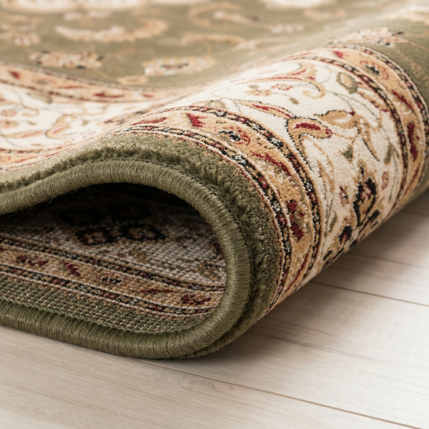Diwan Persian Medallion Traditional Green and Beige Indoor Rug-18