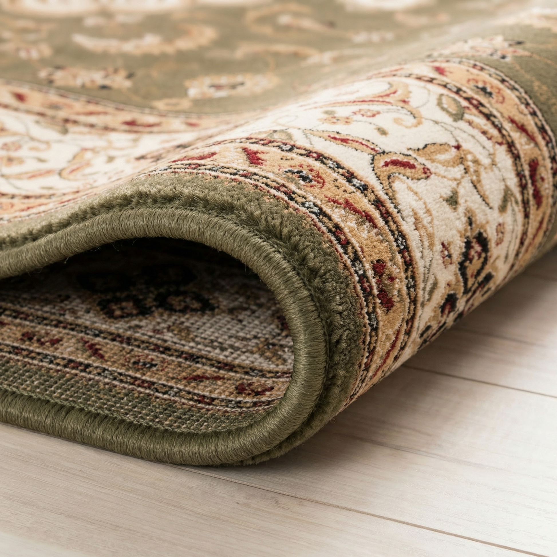 Diwan Persian Medallion Traditional Green and Beige Indoor Rug-18