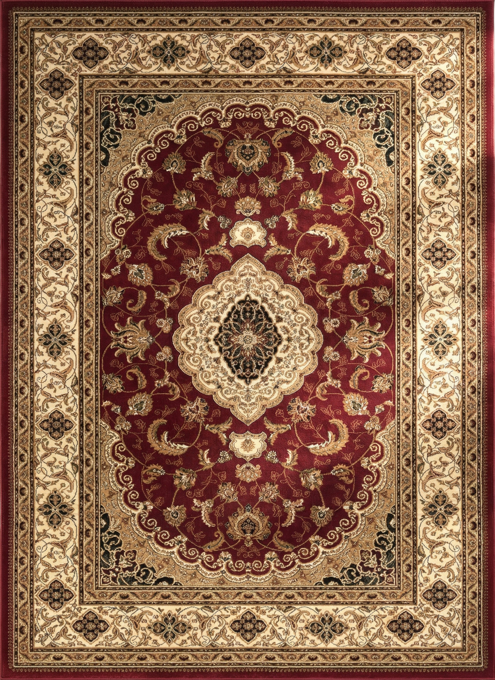 Rimal Persian Medallion Traditional Red and Beige Indoor Rug-1