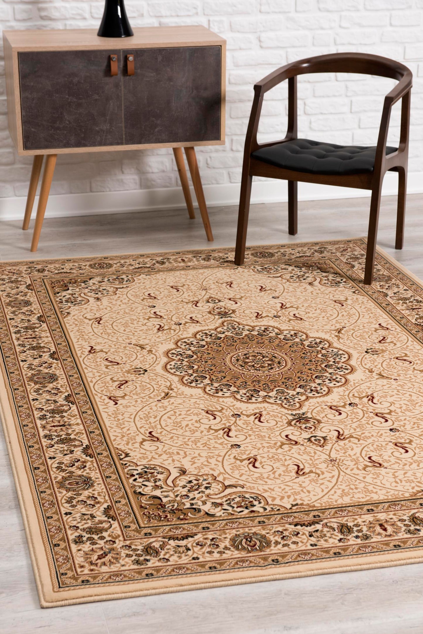 Tapis beige traditionnel persan majestueux (DC &amp; OOS)