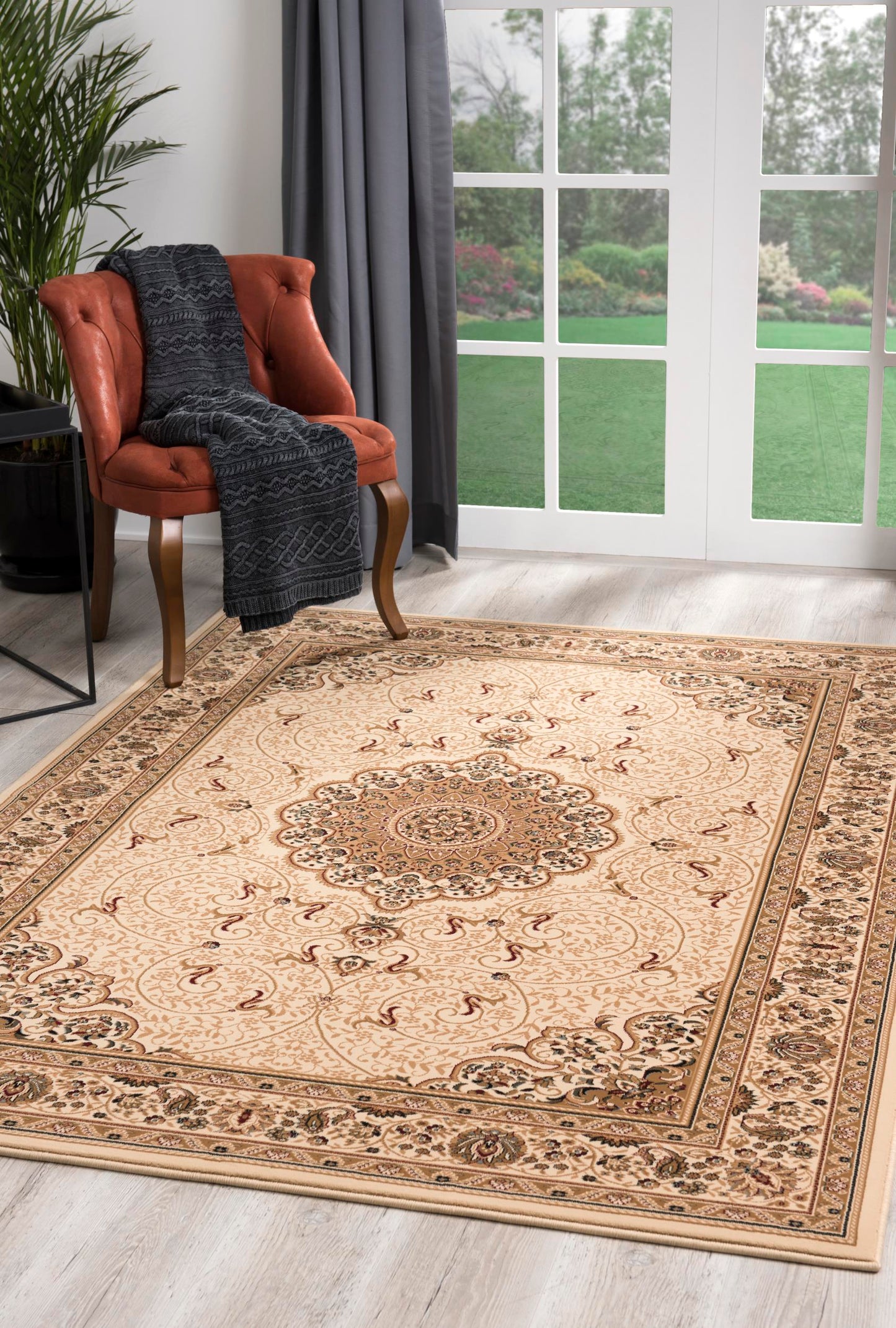 Tapis beige traditionnel persan majestueux (DC &amp; OOS)