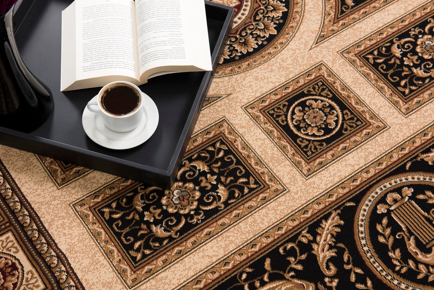 Majestic Moroccan Traditional Black Rug