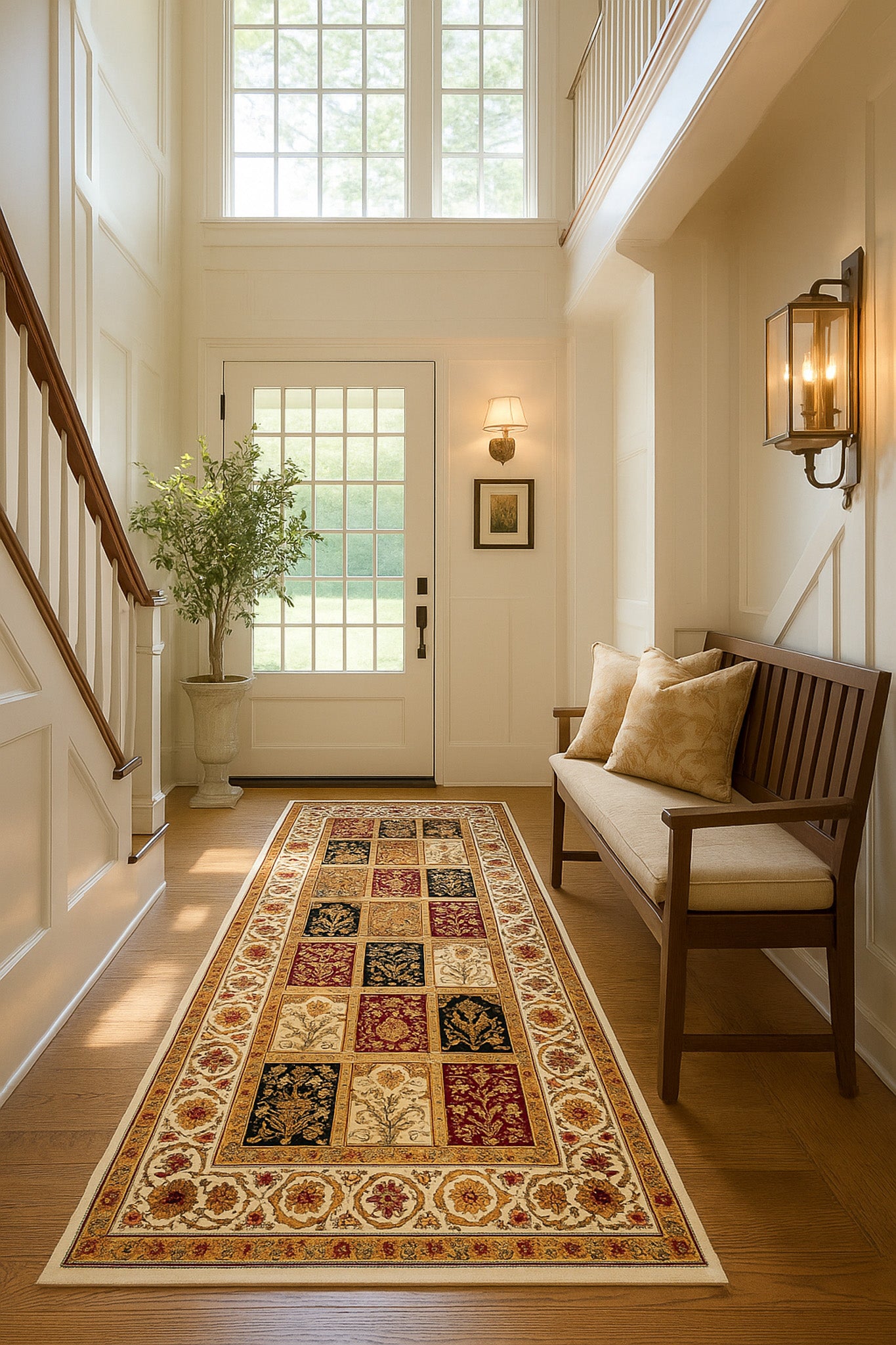 Jinan Persian Garden Traditional Beige and Red Indoor Rug