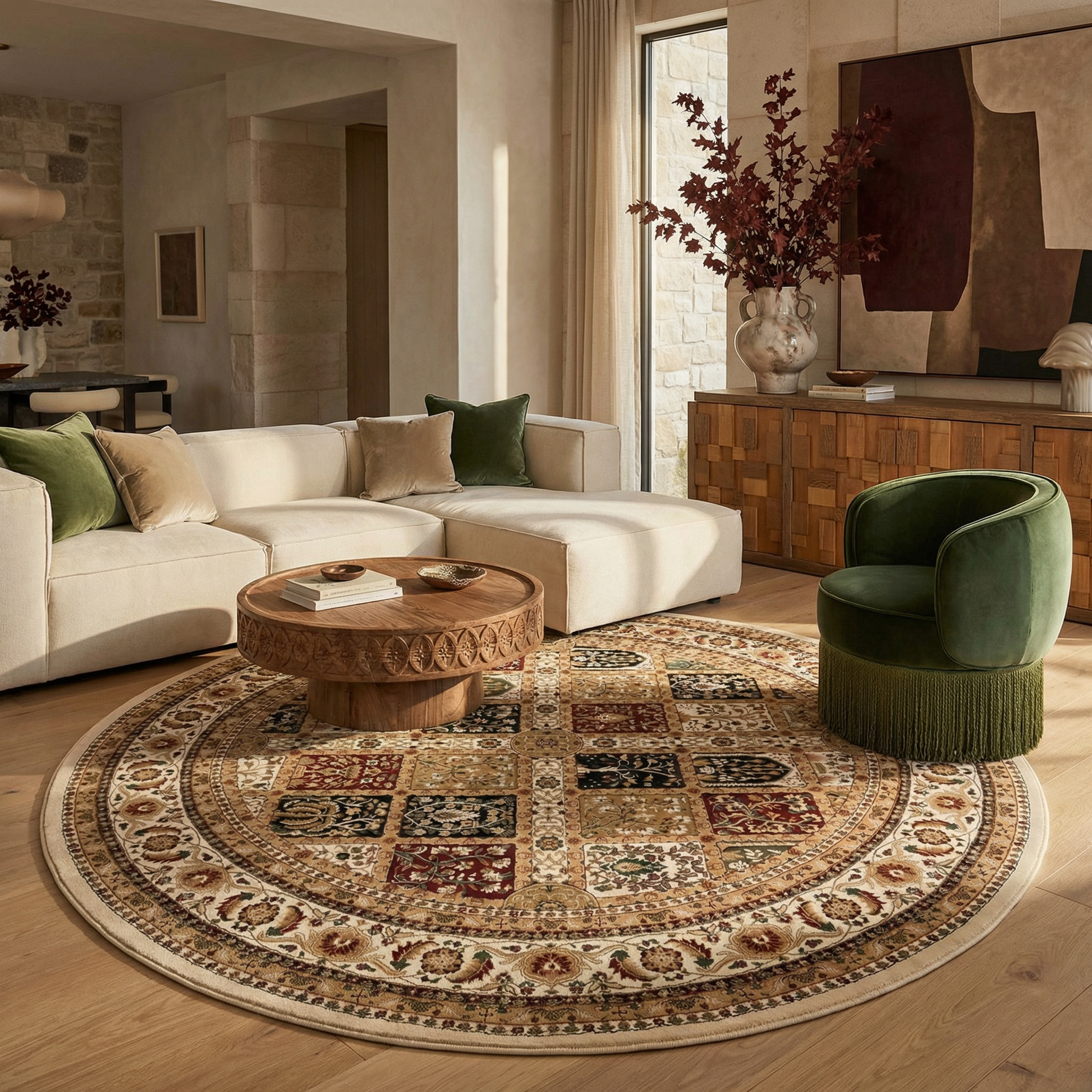 Jinan Persian Garden Traditional Beige and Red Indoor Rug-13