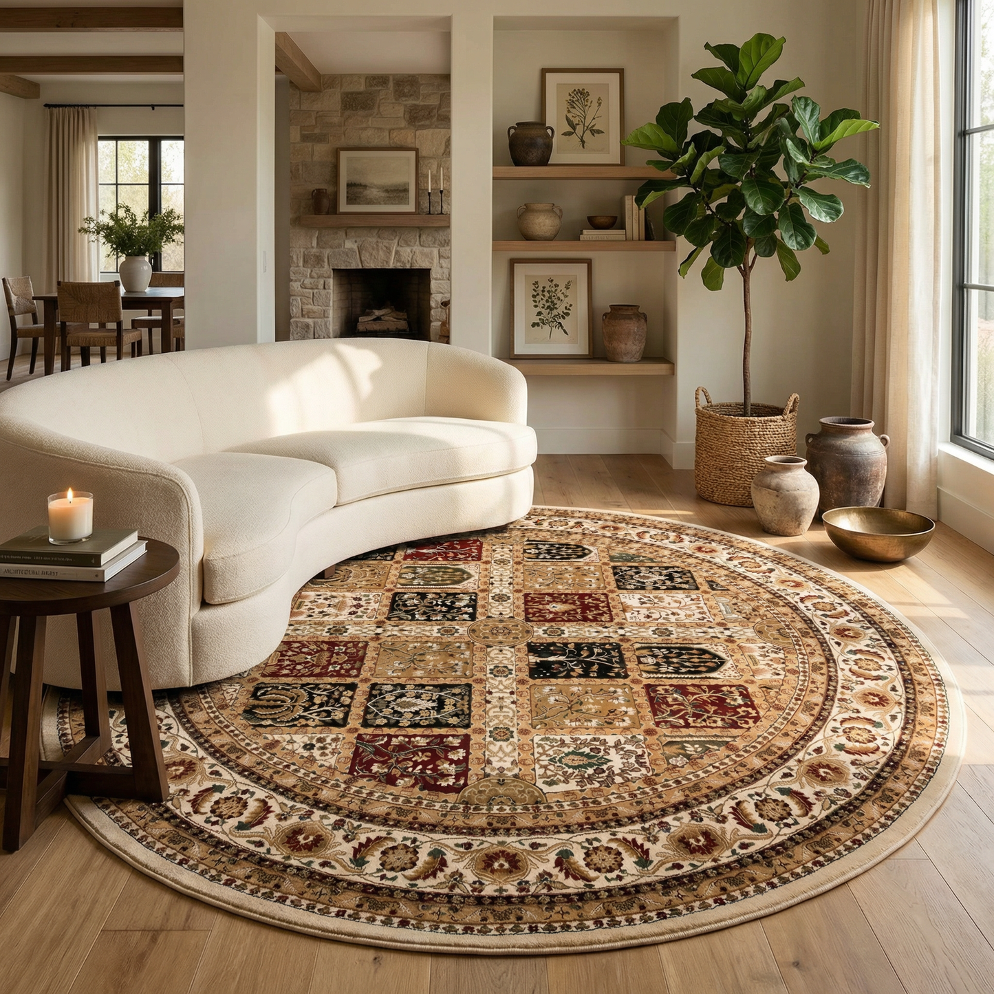Jinan Persian Garden Traditional Beige and Red Indoor Rug-15
