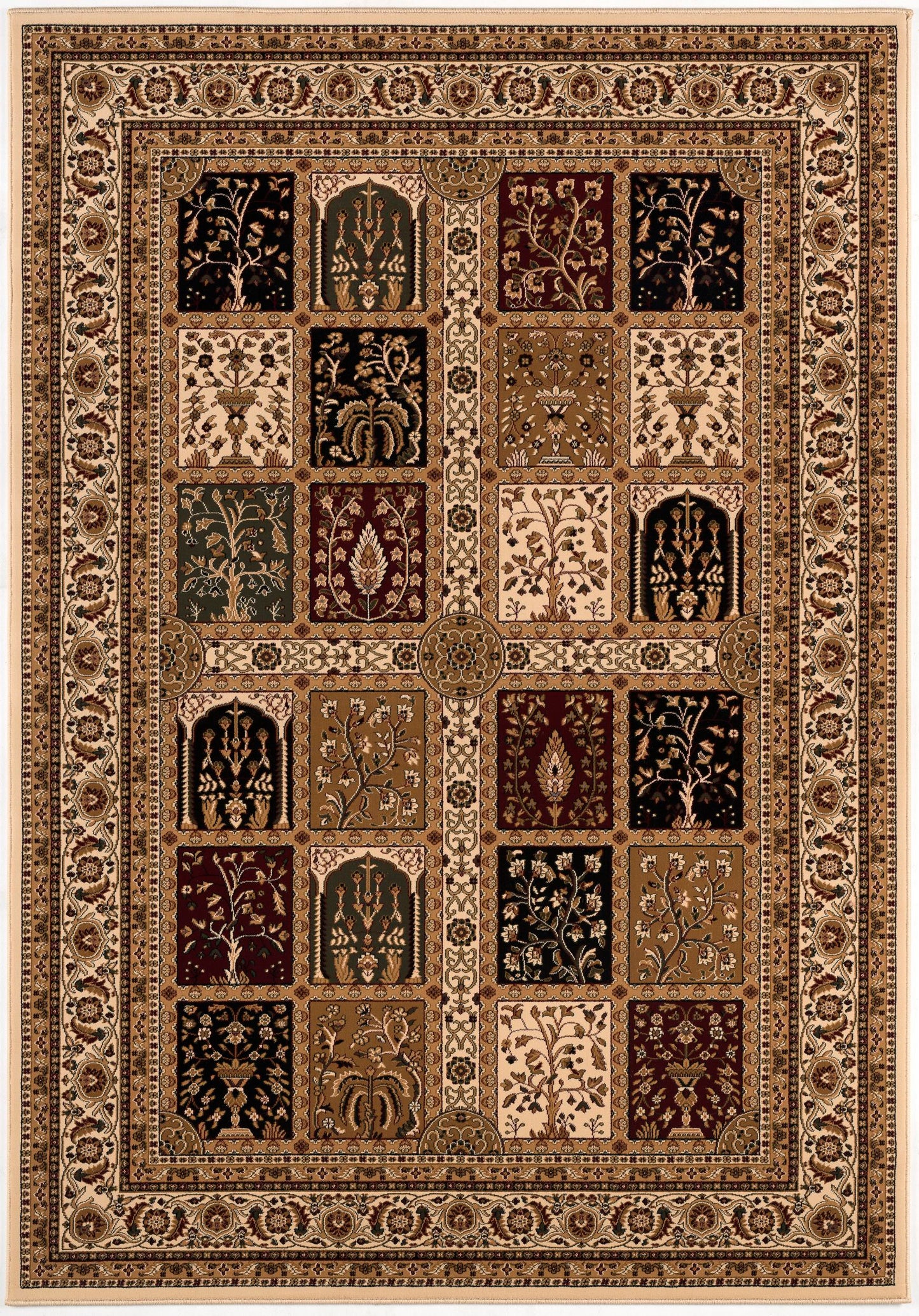Jinan Persian Garden Traditional Beige and Red Indoor Rug-3
