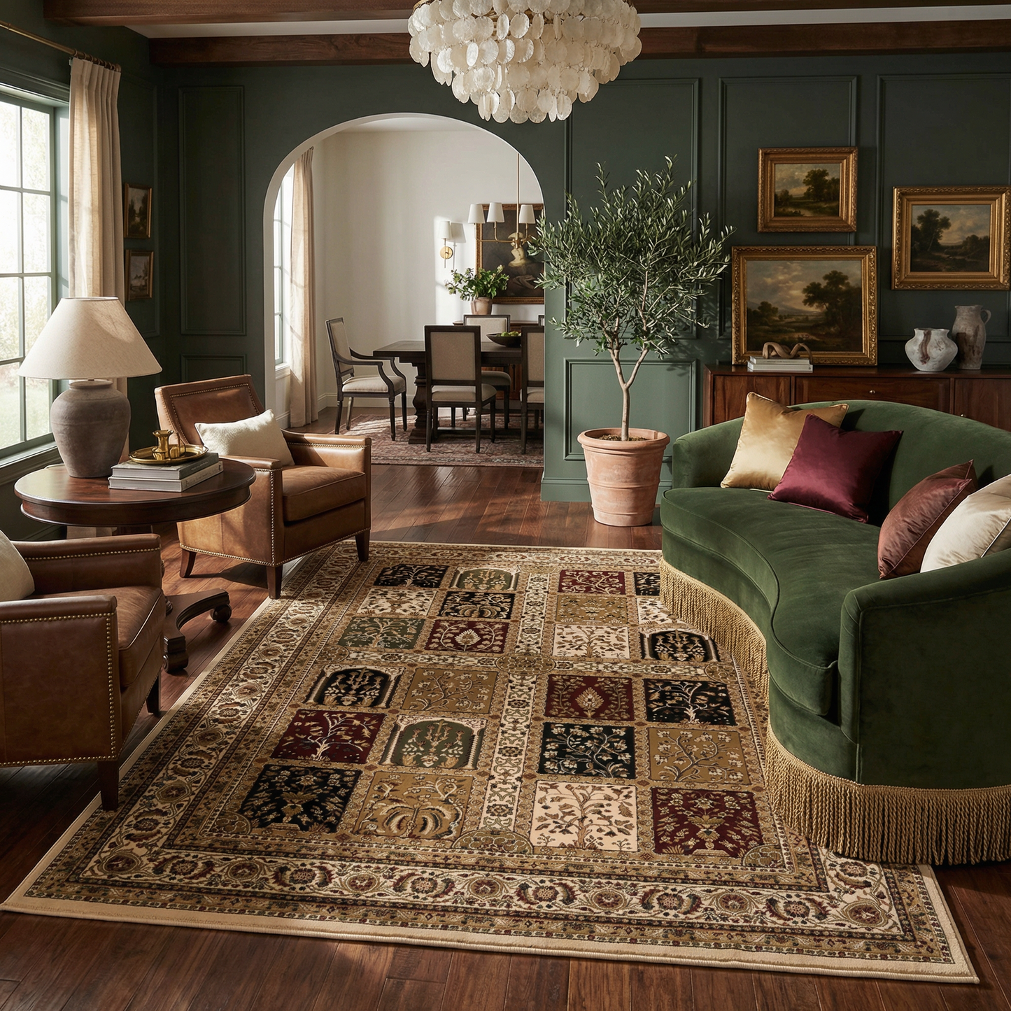 Jinan Persian Garden Traditional Beige and Red Indoor Rug-6