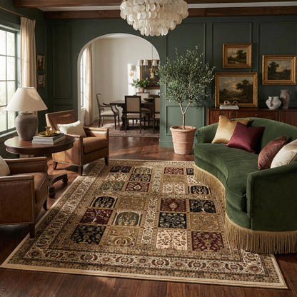 Jinan Persian Garden Traditional Beige and Red Indoor Rug-6