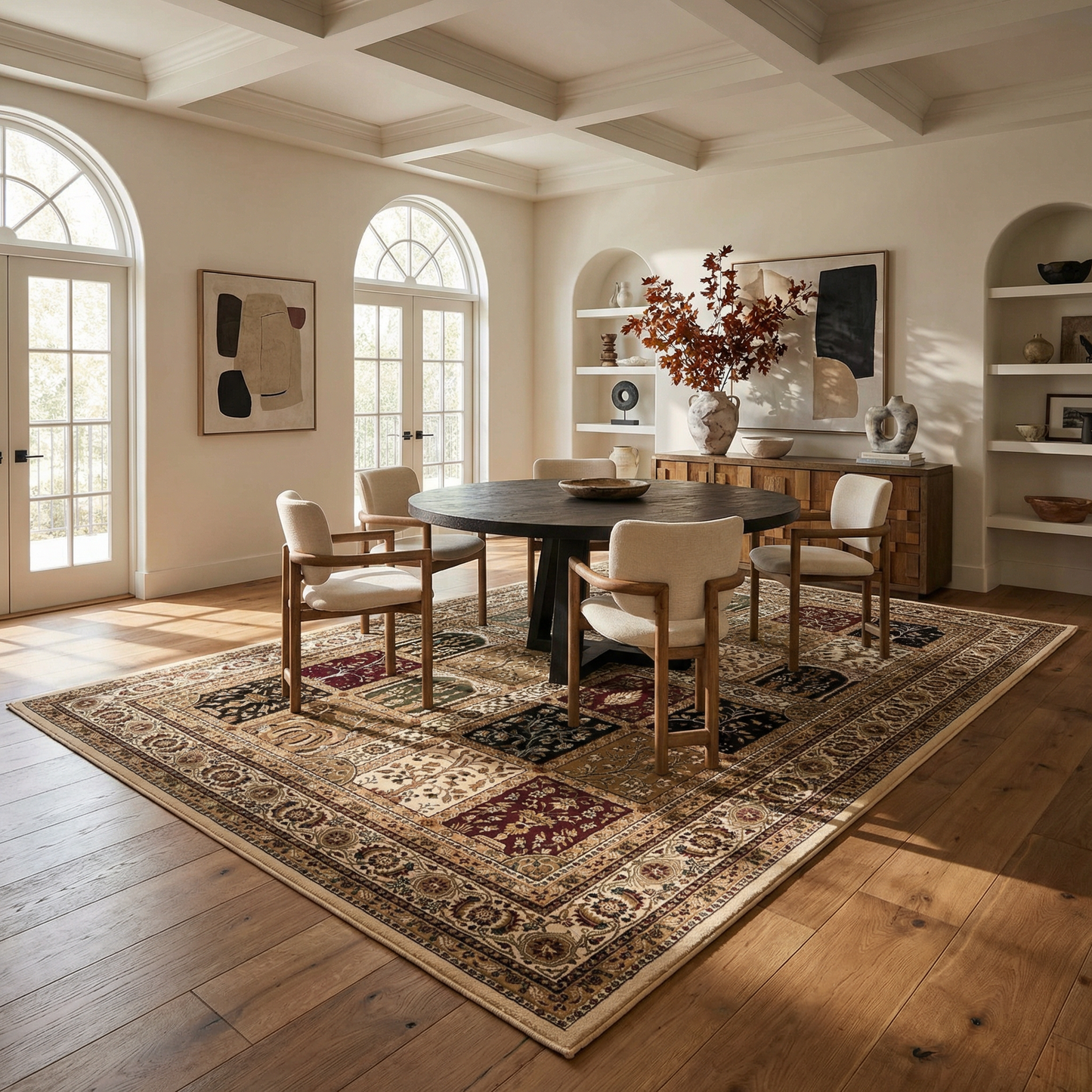 Jinan Persian Garden Traditional Beige and Red Indoor Rug-8