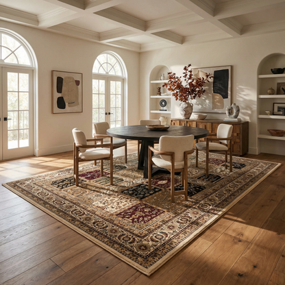 Jinan Persian Garden Traditional Beige and Red Indoor Rug-8