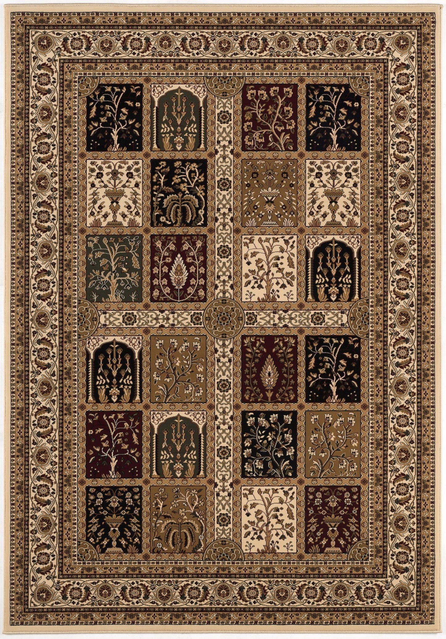 Jinan Persian Garden Traditional Beige and Red Indoor Rug