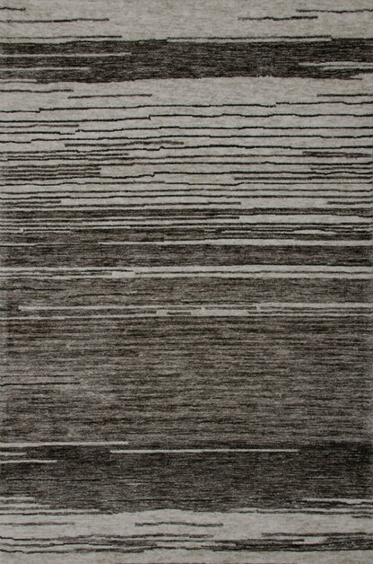 Esker Linear Abstract Contemporary Grey and Black Indoor Rug