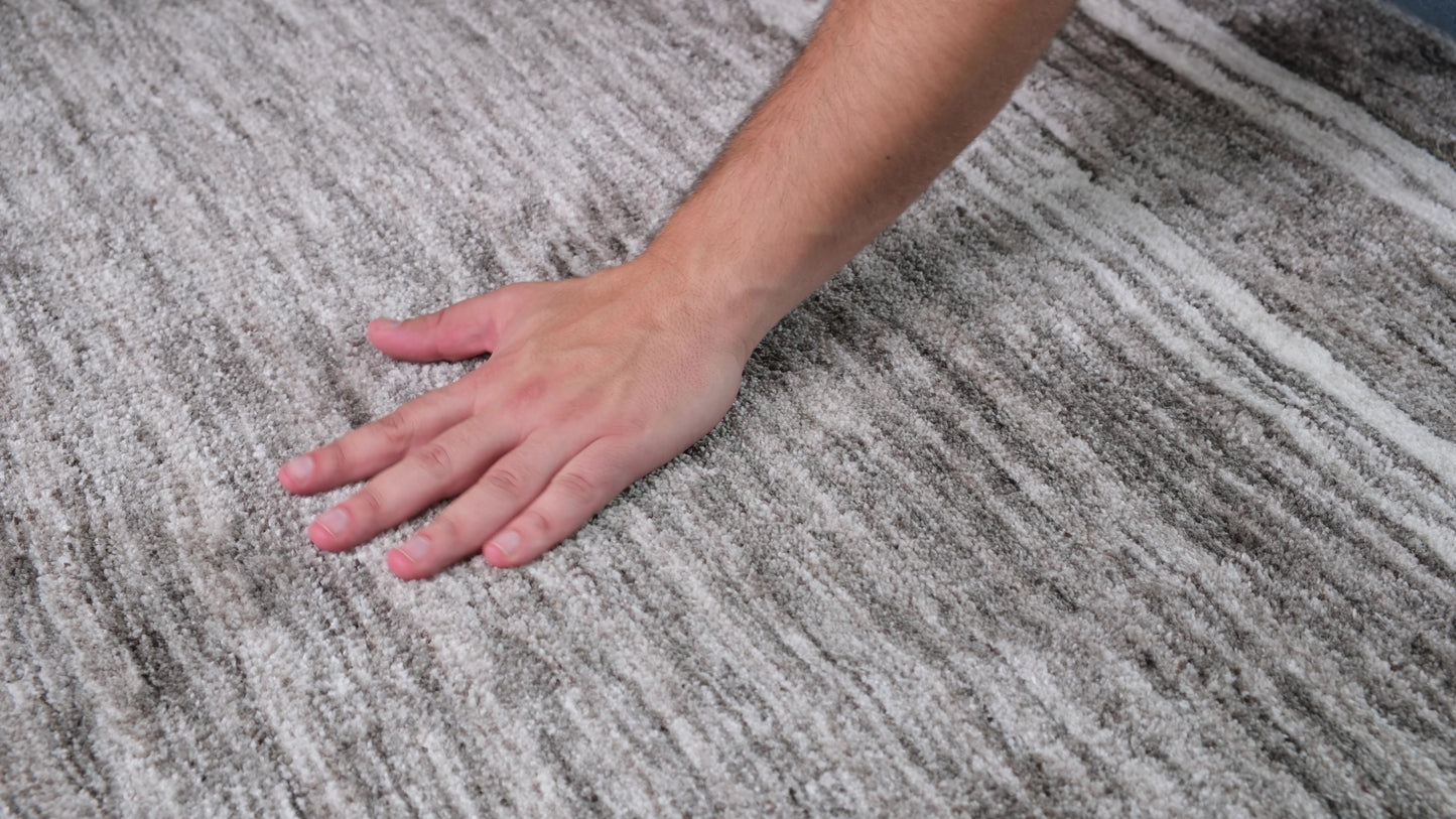 Esker Linear Abstract Contemporary Grey and Black Indoor Rug