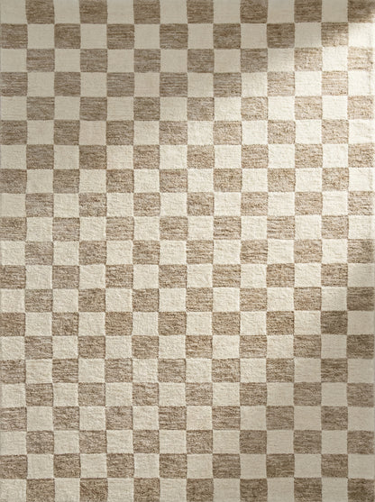 Zenith Checkered Comtemporary Beige and Brown Indoor Rug-3