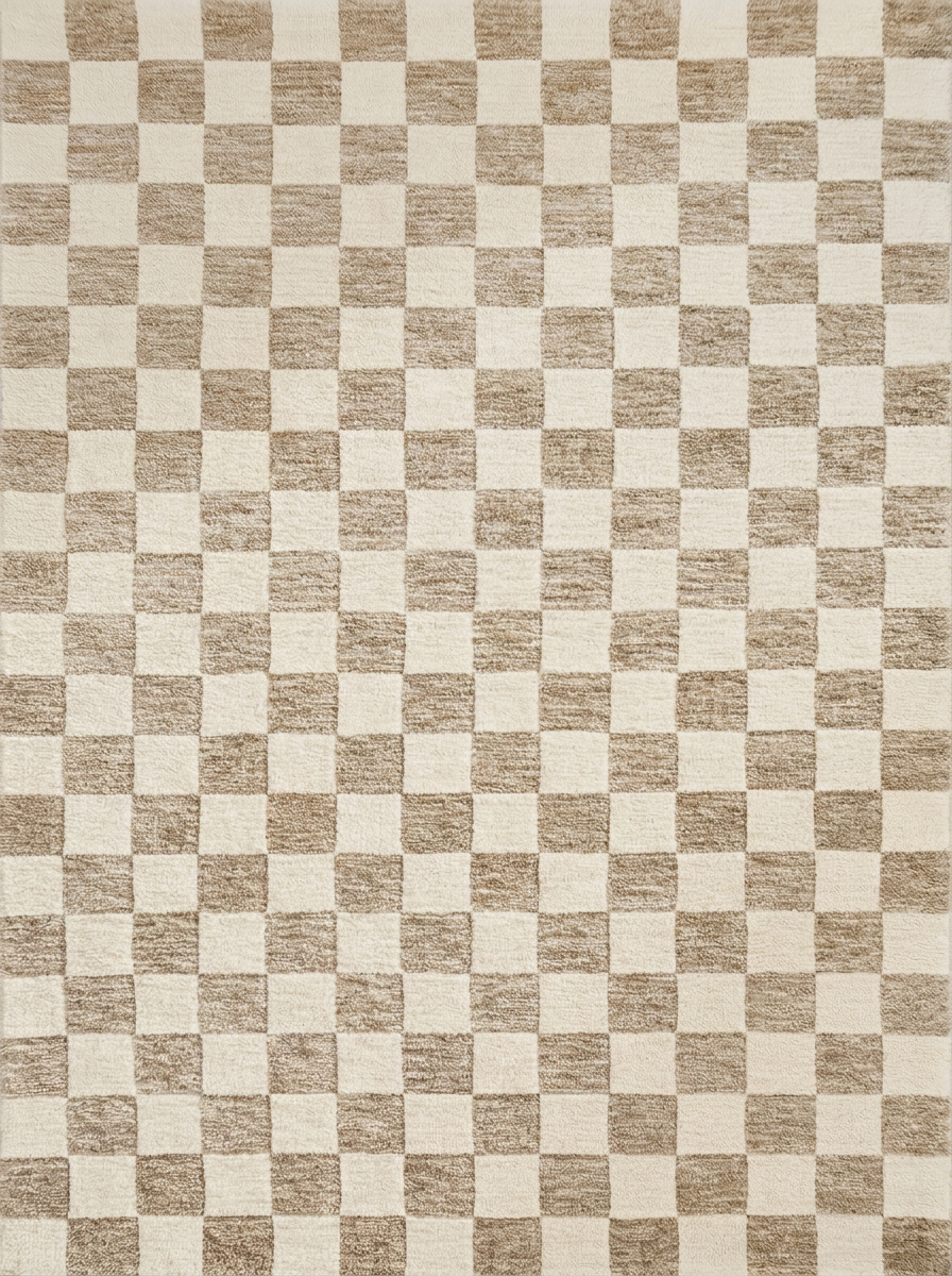 Zenith Checkered Contemporary Beige and Brown Indoor Rug