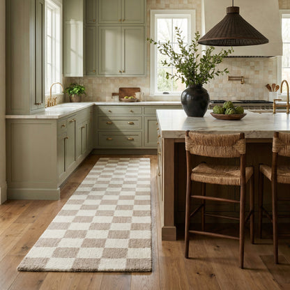 Zenith Checkered Comtemporary Beige and Brown Indoor Rug-17