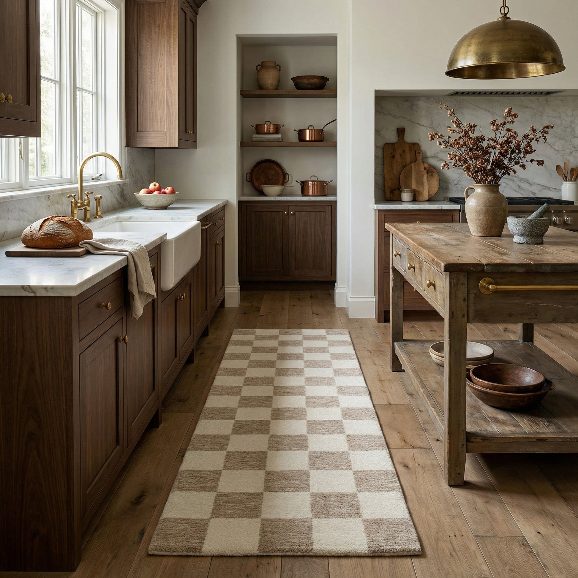 Zenith Checkered Comtemporary Beige and Brown Indoor Rug-19