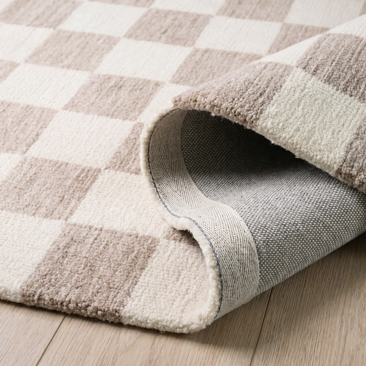Zenith Checkered Contemporary Beige and Brown Indoor Rug