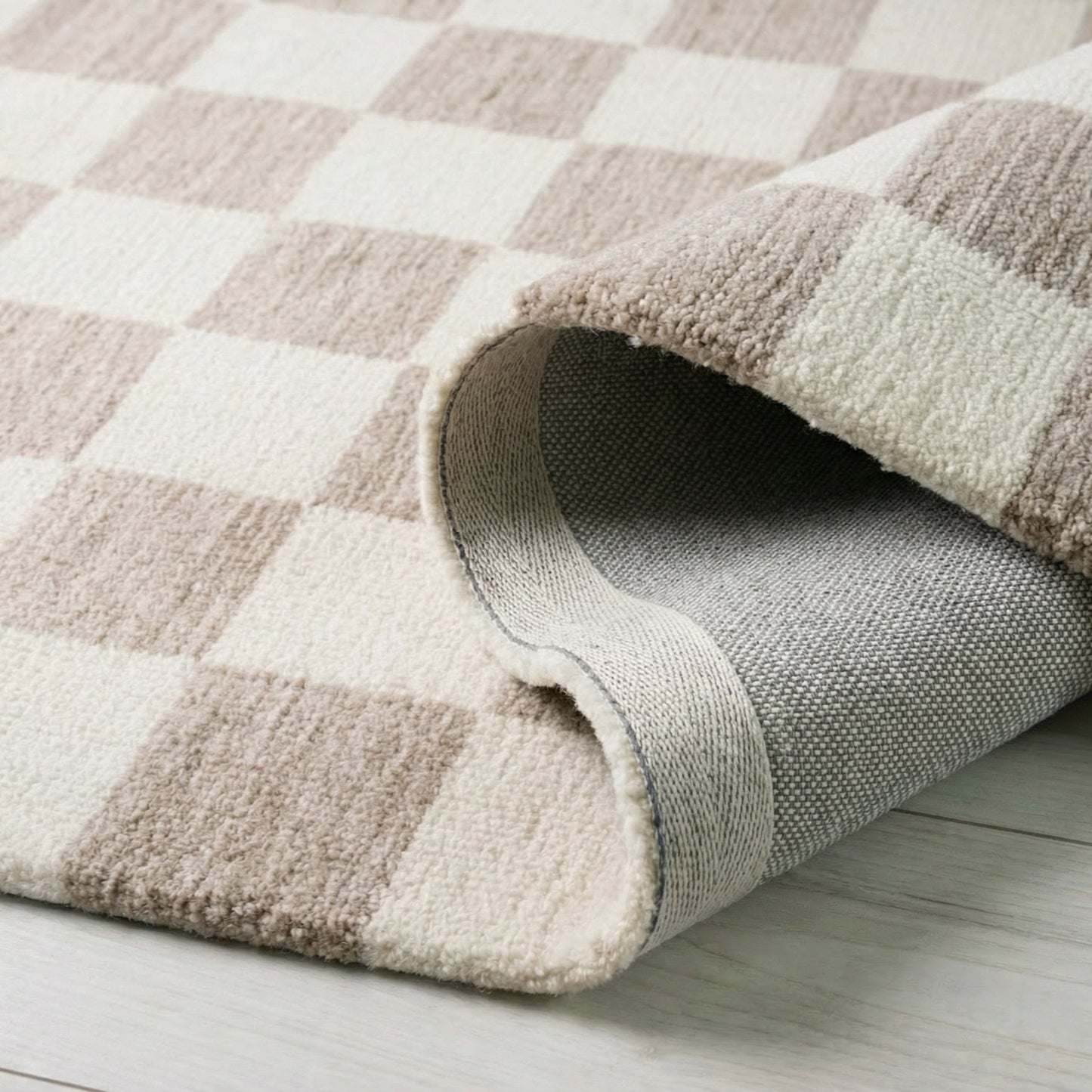 Zenith Checkered Comtemporary Beige and Brown Indoor Rug-15