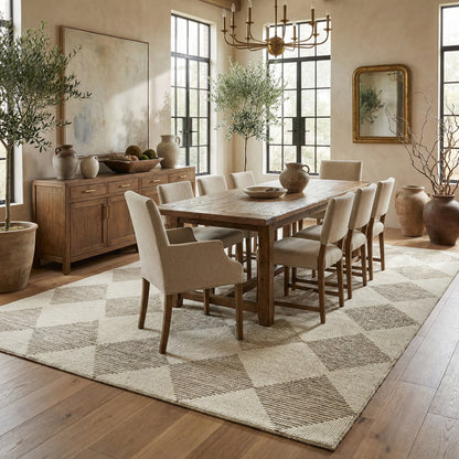 Sepia Checkered Contemporary Beige and Brown Indoor Rug-4