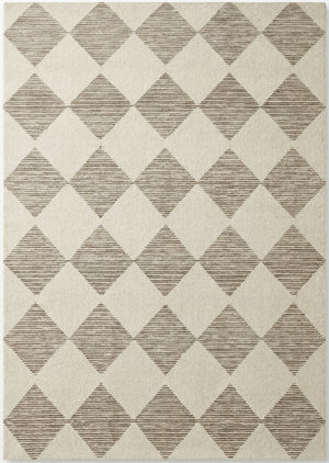 Sepia Checkered Contemporary Beige and Brown Indoor Rug