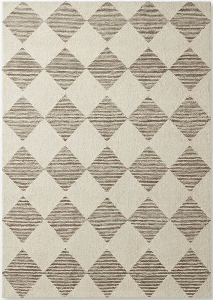 Sepia Checkered Contemporary Beige and Brown Indoor Rug