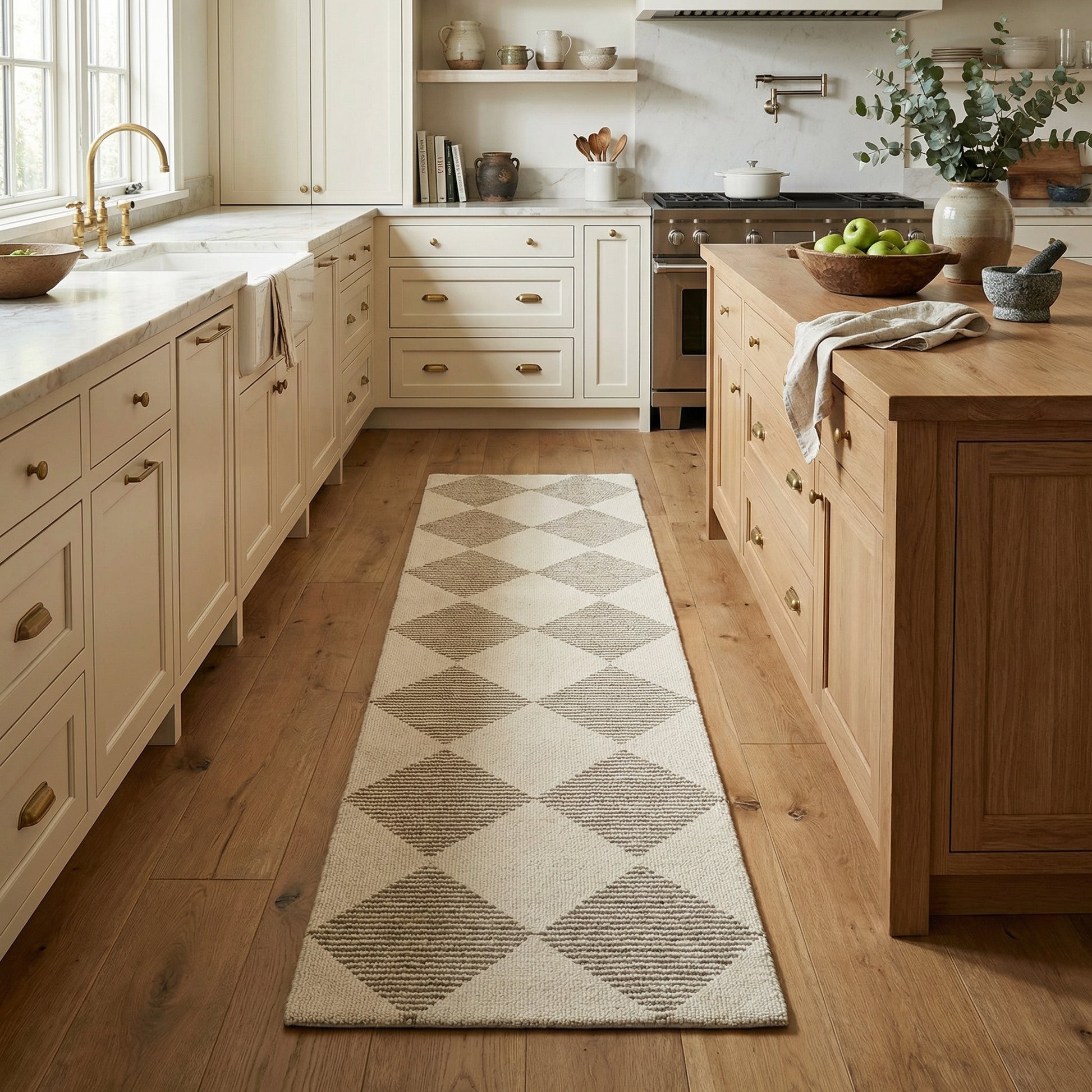 Sepia Checkered Contemporary Beige and Brown Indoor Rug-16