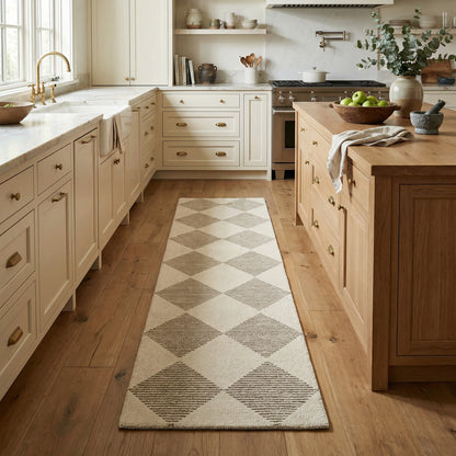 Sepia Checkered Contemporary Beige and Brown Indoor Rug-16