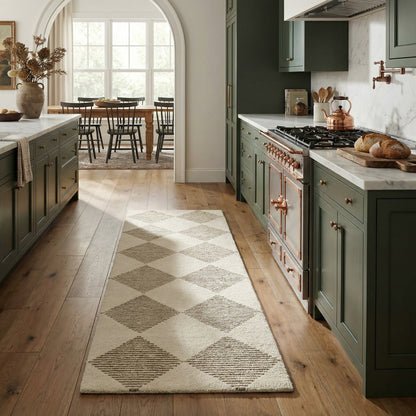 Sepia Checkered Contemporary Beige and Brown Indoor Rug-18