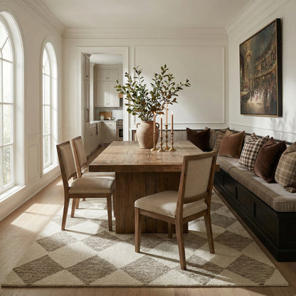 Sepia Checkered Contemporary Beige and Brown Indoor Rug-7