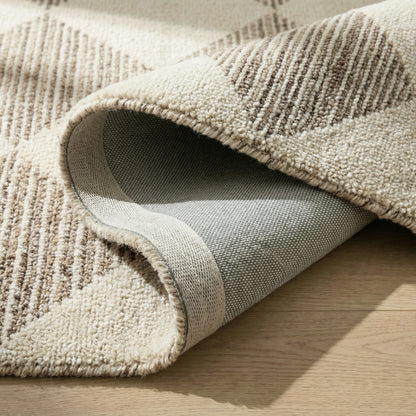 Sepia Checkered Contemporary Beige and Brown Indoor Rug-19