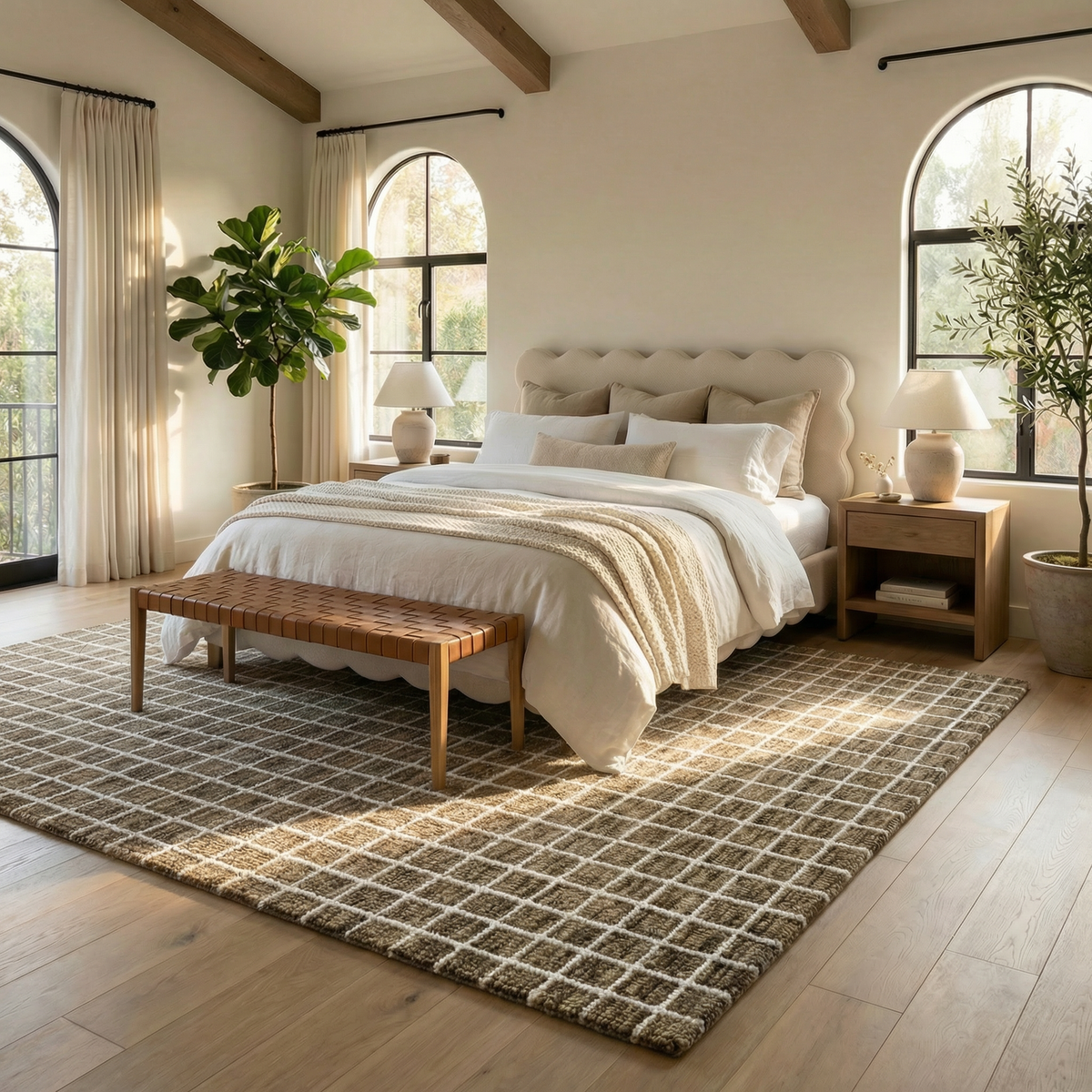 Mojavi Checkered Contemporary Brown and Grey Indoor Rug
