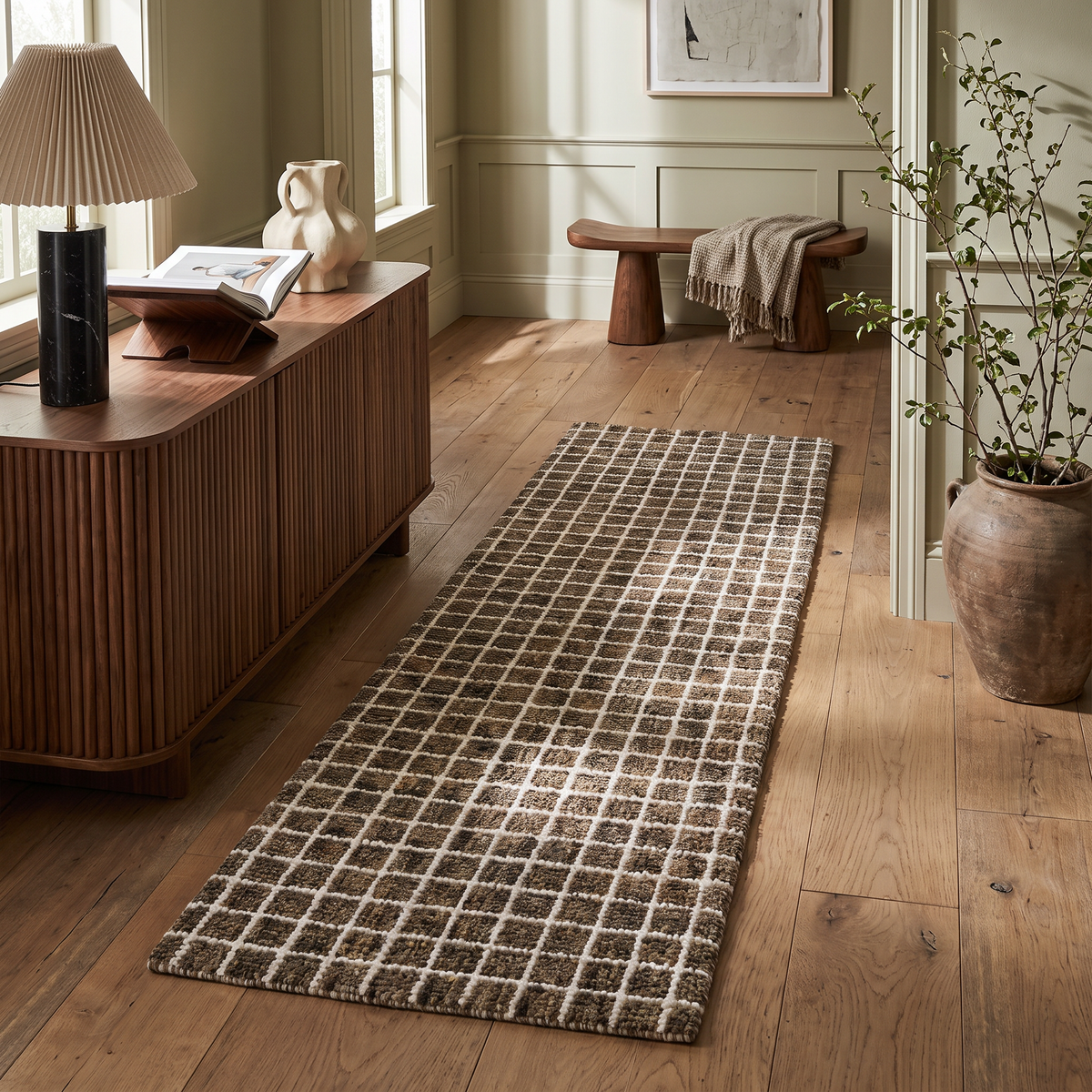 Mojavi Checkered Contemporary Brown and Grey Indoor Rug