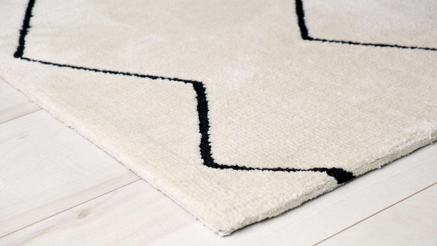 Aegis Trellis Contemporary Beige and Black Indoor Rug-17