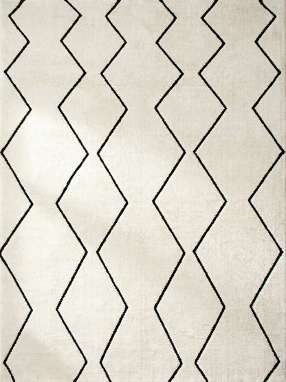 Aegis Trellis Contemporary Beige and Black Indoor Rug-3
