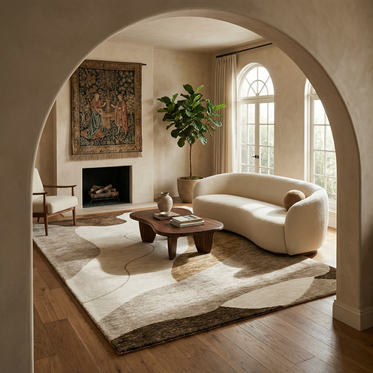 Eira Abstract Contemporary Beige and Brown Indoor Rug