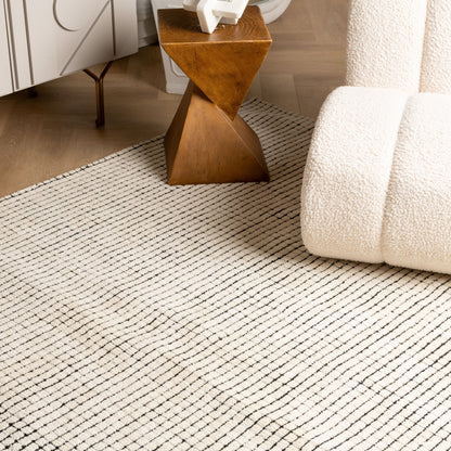 Maya Checkered Modern  Beige Rug