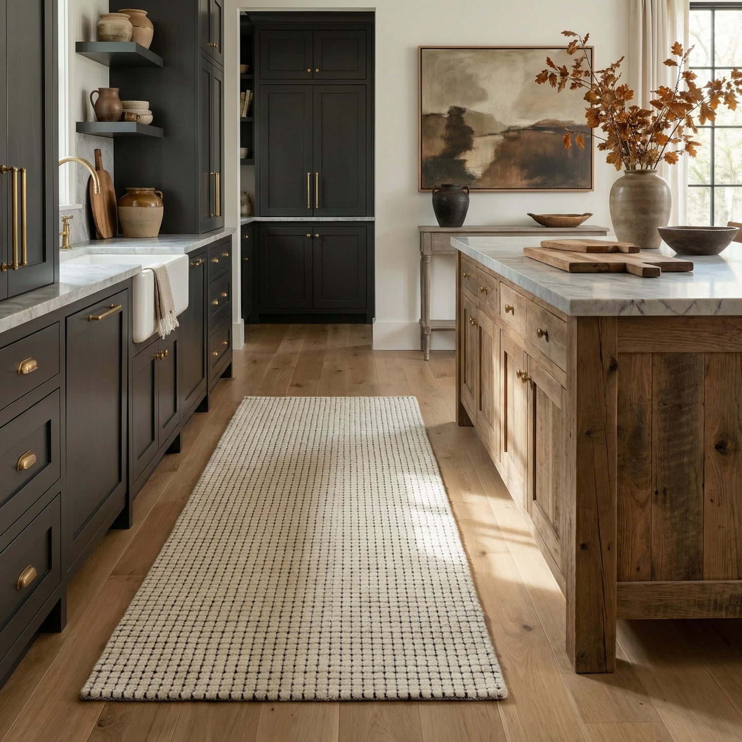 Moru Checkered Contemporary Beige and Black Indoor Rug-18