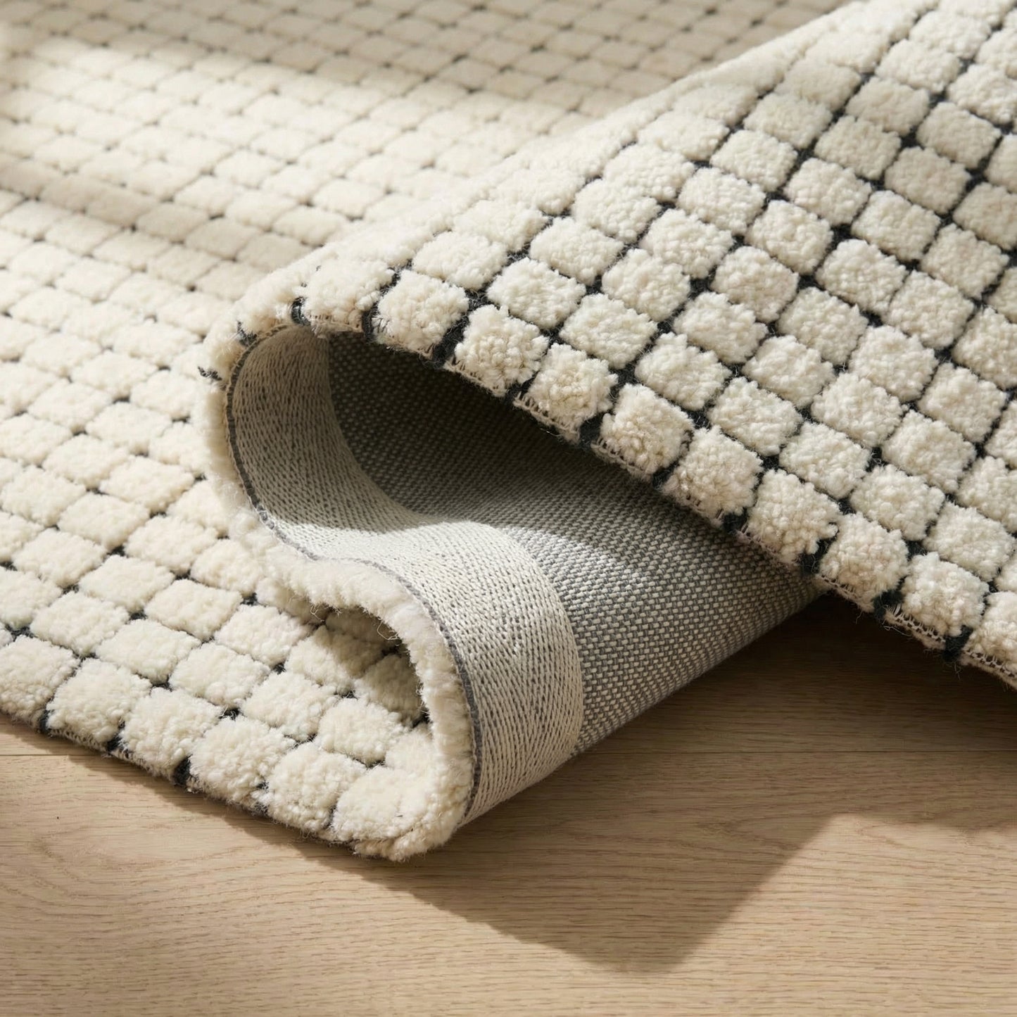 Moru Checkered Contemporary Beige and Black Indoor Rug-21