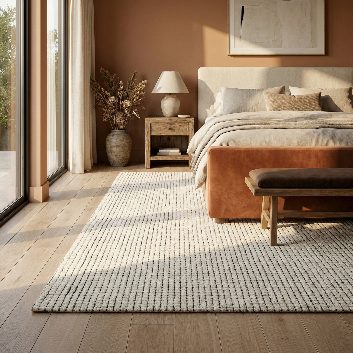 Moru Checkered Contemporary Beige and Black Indoor Rug-11