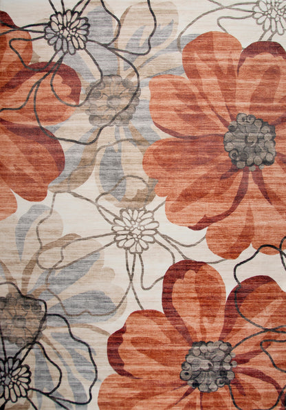 Blossom Floral Modern Red Rug