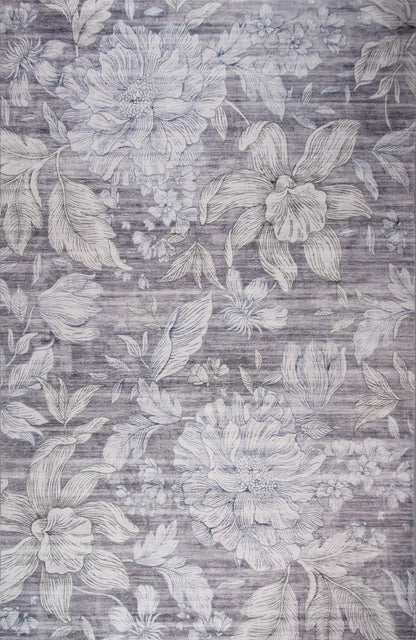 Serena Floral Transitional Beige and Grey Indoor Rug-3
